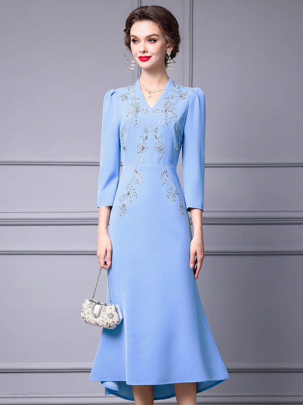 Zhili 2026 New Model Dress for Important Occasions, Elegant Socialite Style, Embroidered with Rhinestones, Short in the Front and Long in the Back, Mermaid Dress - Cozy & Co. Market