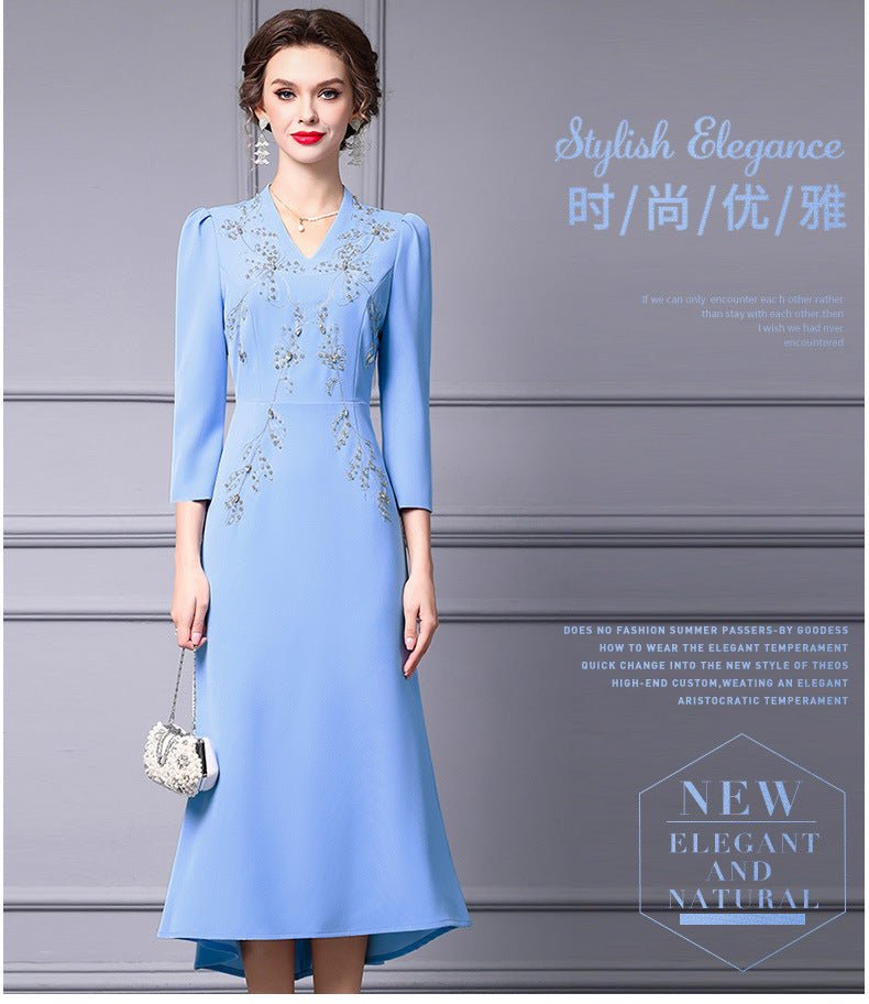 Zhili 2026 New Model Dress for Important Occasions, Elegant Socialite Style, Embroidered with Rhinestones, Short in the Front and Long in the Back, Mermaid Dress - Cozy & Co. Market