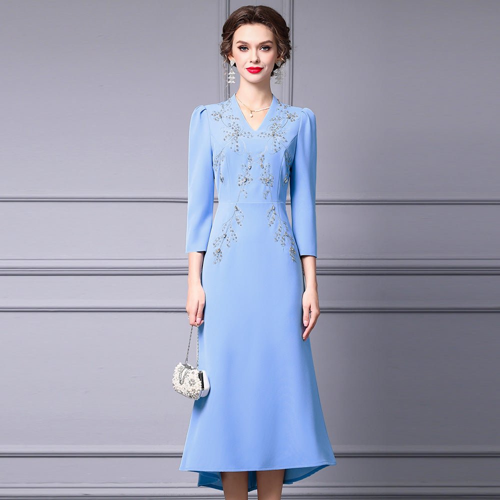 Zhili 2026 New Model Dress for Important Occasions, Elegant Socialite Style, Embroidered with Rhinestones, Short in the Front and Long in the Back, Mermaid Dress - Cozy & Co. Market