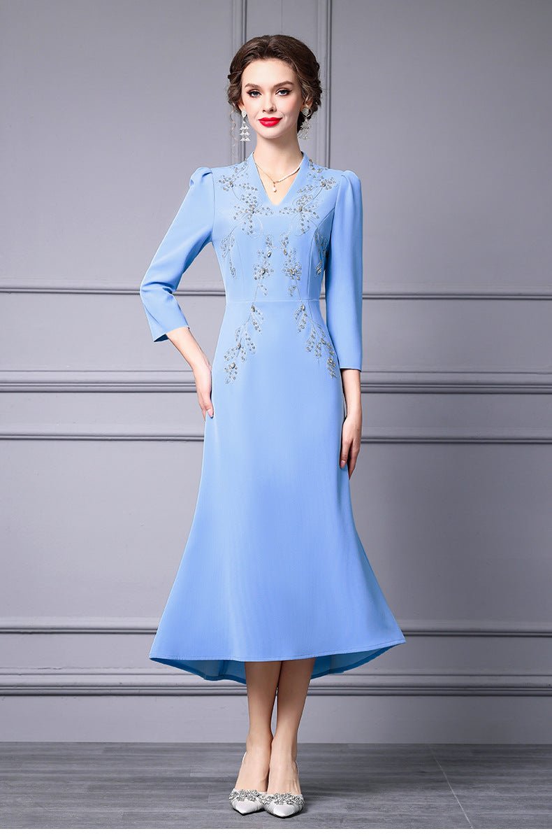 Zhili 2026 New Model Dress for Important Occasions, Elegant Socialite Style, Embroidered with Rhinestones, Short in the Front and Long in the Back, Mermaid Dress - Cozy & Co. Market