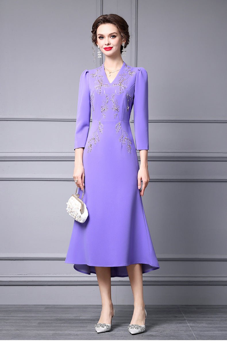 Zhili 2026 New Model Dress for Important Occasions, Elegant Socialite Style, Embroidered with Rhinestones, Short in the Front and Long in the Back, Mermaid Dress - Cozy & Co. Market