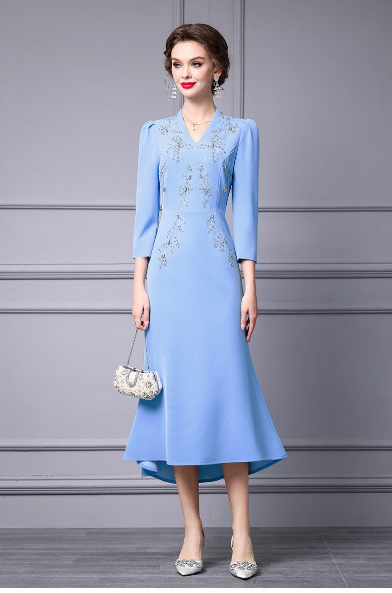 Zhili 2026 New Model Dress for Important Occasions, Elegant Socialite Style, Embroidered with Rhinestones, Short in the Front and Long in the Back, Mermaid Dress - Cozy & Co. Market