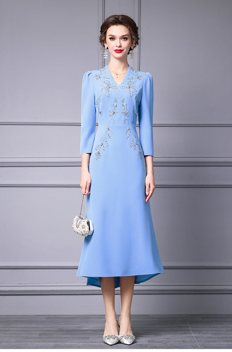 Zhili 2026 New Model Dress for Important Occasions, Elegant Socialite Style, Embroidered with Rhinestones, Short in the Front and Long in the Back, Mermaid Dress - Cozy & Co. Market