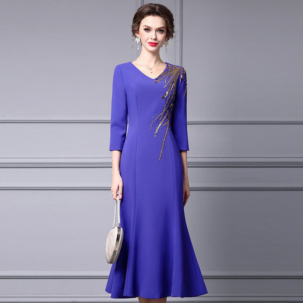 Zhili 2026 New Model Dress, High-End for Important Occasions, Rhinestone V-Neck Long Slim-Fit Light Gown, Mermaid Dress - Cozy & Co. Market