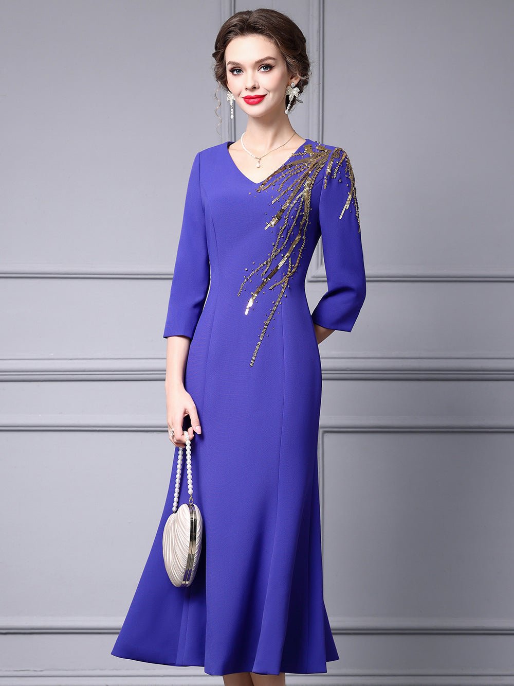 Zhili 2026 New Model Dress, High-End for Important Occasions, Rhinestone V-Neck Long Slim-Fit Light Gown, Mermaid Dress - Cozy & Co. Market
