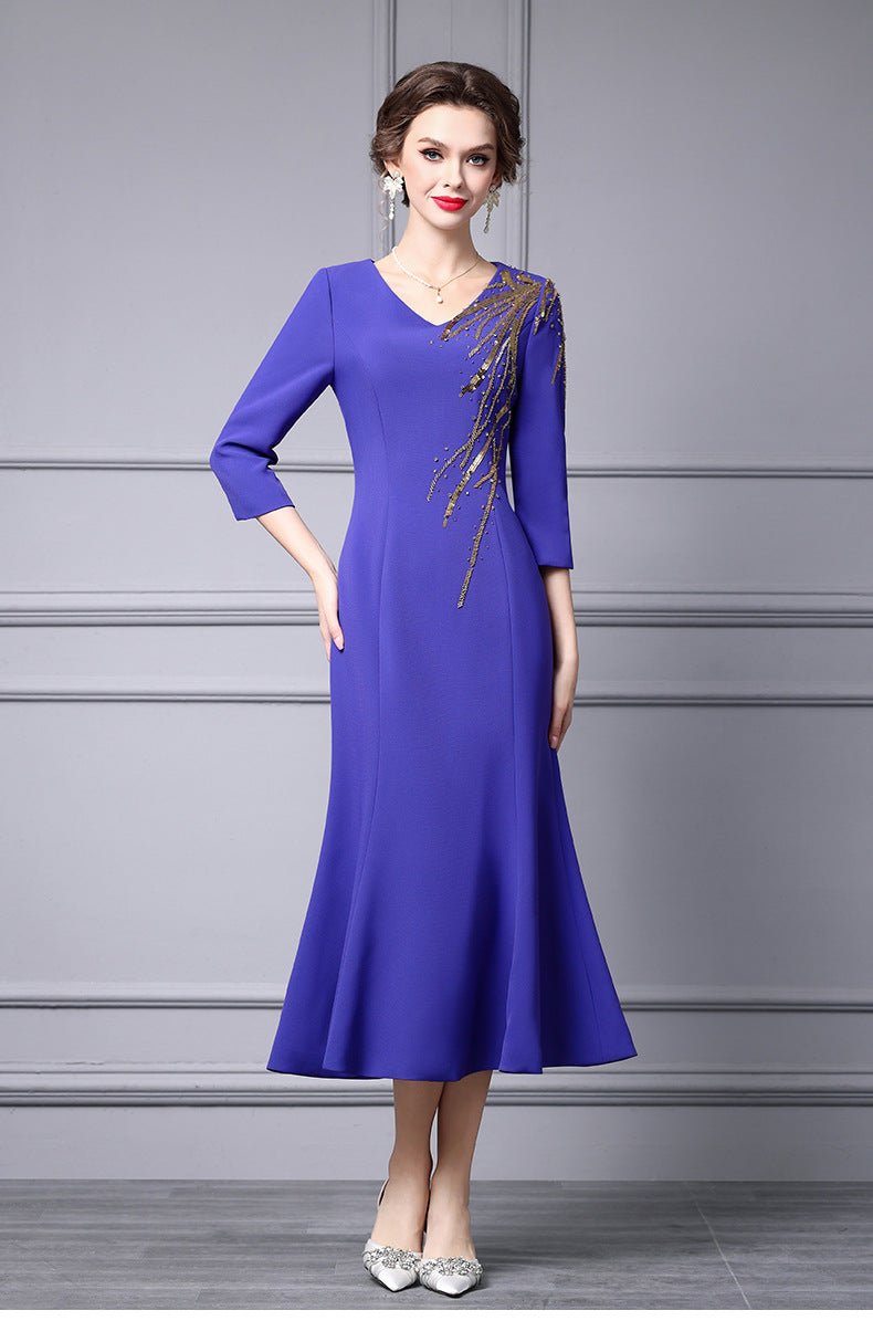 Zhili 2026 New Model Dress, High-End for Important Occasions, Rhinestone V-Neck Long Slim-Fit Light Gown, Mermaid Dress - Cozy & Co. Market