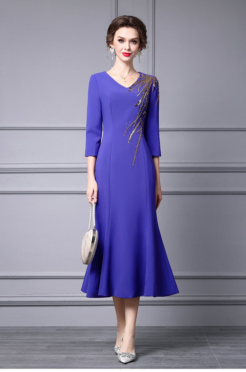 Zhili 2026 New Model Dress, High-End for Important Occasions, Rhinestone V-Neck Long Slim-Fit Light Gown, Mermaid Dress - Cozy & Co. Market