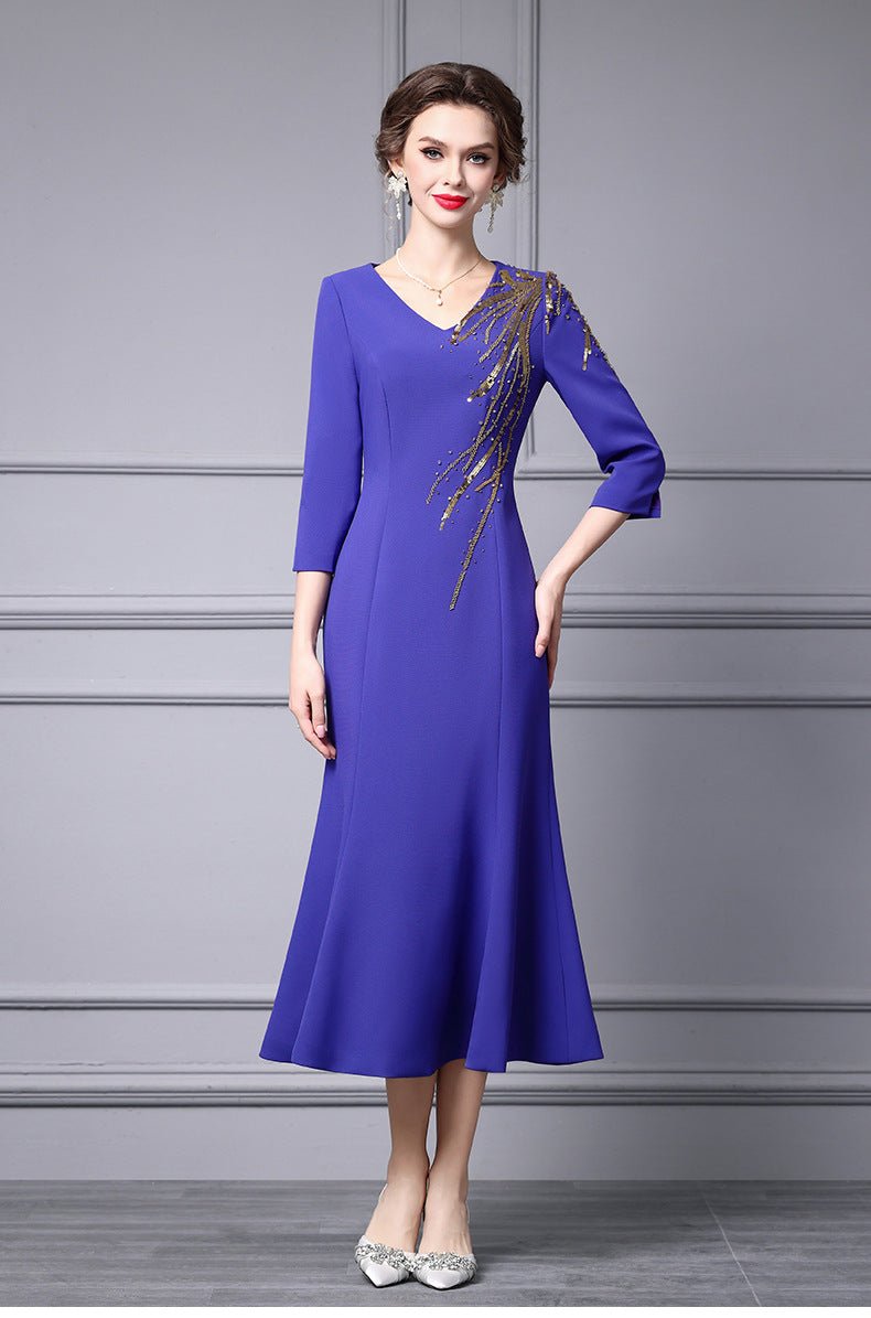 Zhili 2026 New Model Dress, High-End for Important Occasions, Rhinestone V-Neck Long Slim-Fit Light Gown, Mermaid Dress - Cozy & Co. Market