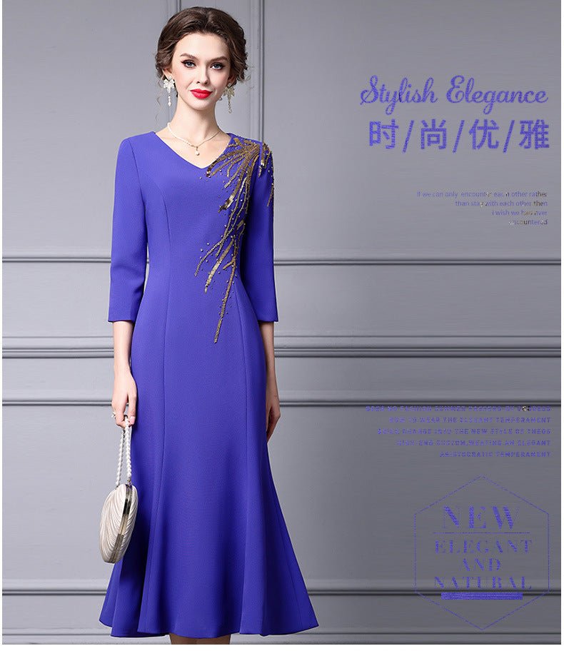 Zhili 2026 New Model Dress, High-End for Important Occasions, Rhinestone V-Neck Long Slim-Fit Light Gown, Mermaid Dress - Cozy & Co. Market