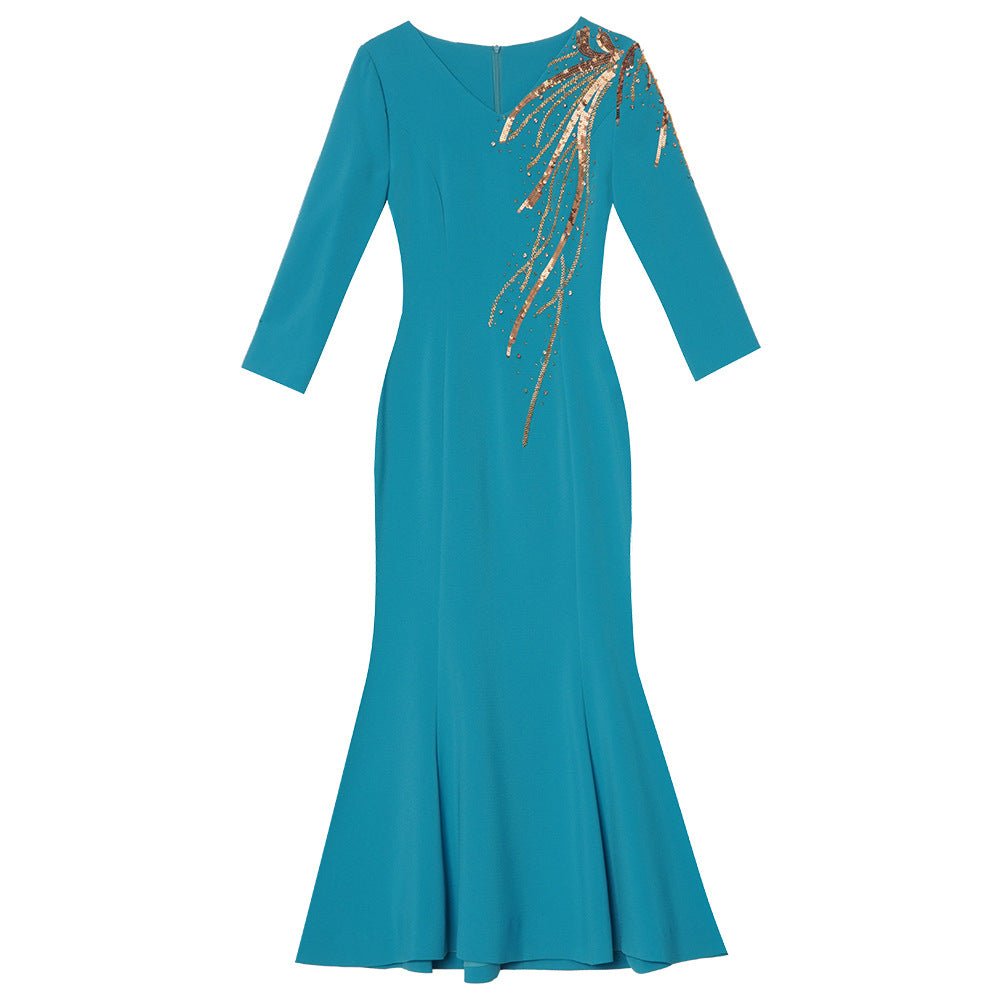 Zhili 2026 New Model Dress, High-End for Important Occasions, Rhinestone V-Neck Long Slim-Fit Light Gown, Mermaid Dress - Cozy & Co. Market