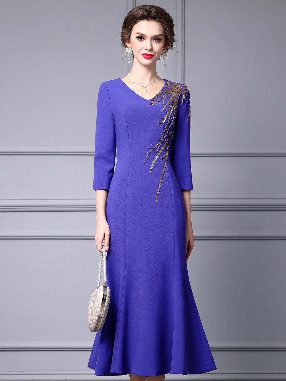 Zhili 2026 New Model Dress, High-End for Important Occasions, Rhinestone V-Neck Long Slim-Fit Light Gown, Mermaid Dress - Cozy & Co. Market