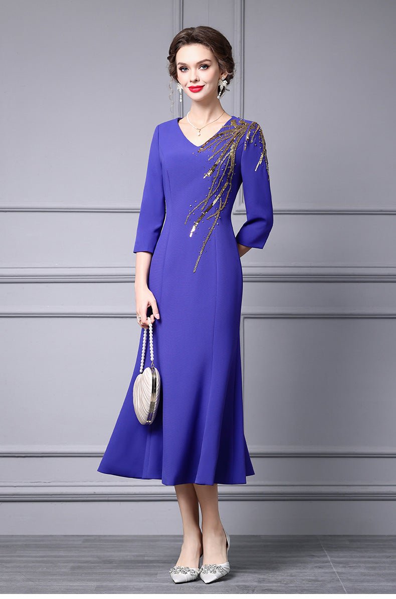 Zhili 2026 New Model Dress, High-End for Important Occasions, Rhinestone V-Neck Long Slim-Fit Light Gown, Mermaid Dress - Cozy & Co. Market