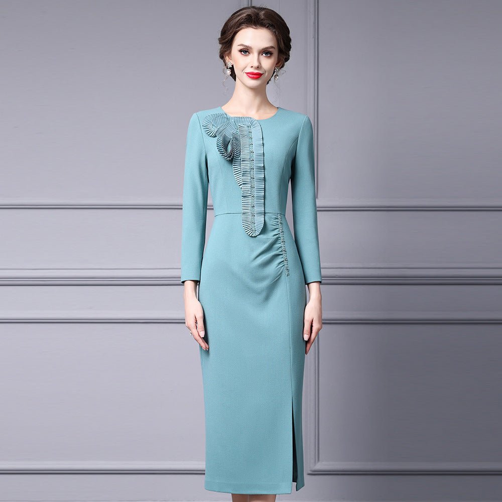 Zhili 2026 Women's New Spring Dress, High-End Handmade Floral Long Dress Paired with a Coat, Slim-Fit Long-Sleeve Dress - Cozy & Co. Market