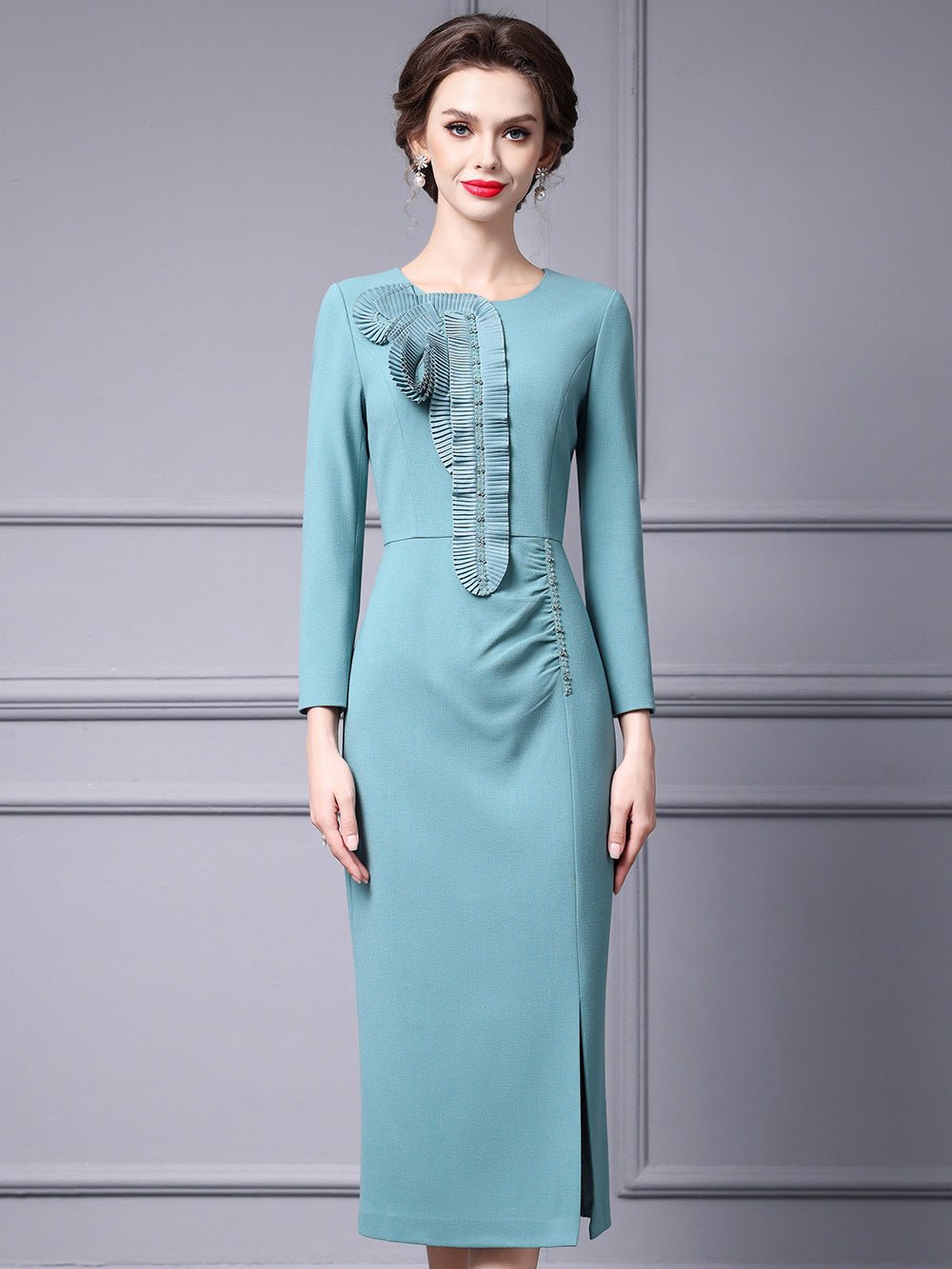 Zhili 2026 Women's New Spring Dress, High-End Handmade Floral Long Dress Paired with a Coat, Slim-Fit Long-Sleeve Dress - Cozy & Co. Market