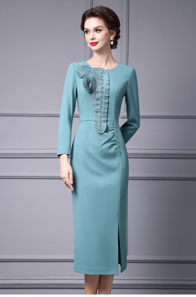 Zhili 2026 Women's New Spring Dress, High-End Handmade Floral Long Dress Paired with a Coat, Slim-Fit Long-Sleeve Dress - Cozy & Co. Market