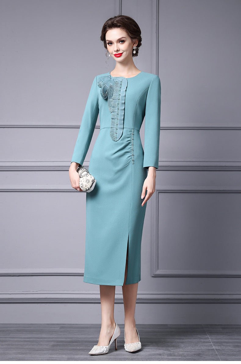 Zhili 2026 Women's New Spring Dress, High-End Handmade Floral Long Dress Paired with a Coat, Slim-Fit Long-Sleeve Dress - Cozy & Co. Market