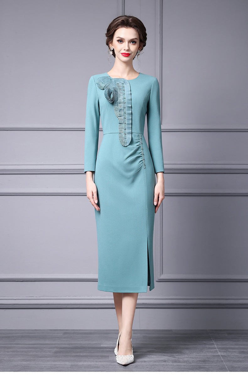 Zhili 2026 Women's New Spring Dress, High-End Handmade Floral Long Dress Paired with a Coat, Slim-Fit Long-Sleeve Dress - Cozy & Co. Market