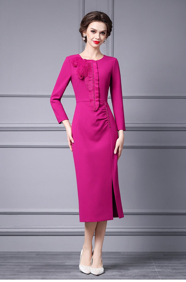 Zhili 2026 Women's New Spring Dress, High-End Handmade Floral Long Dress Paired with a Coat, Slim-Fit Long-Sleeve Dress - Cozy & Co. Market