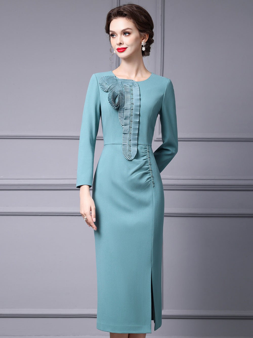 Zhili 2026 Women's New Spring Dress, High-End Handmade Floral Long Dress Paired with a Coat, Slim-Fit Long-Sleeve Dress - Cozy & Co. Market