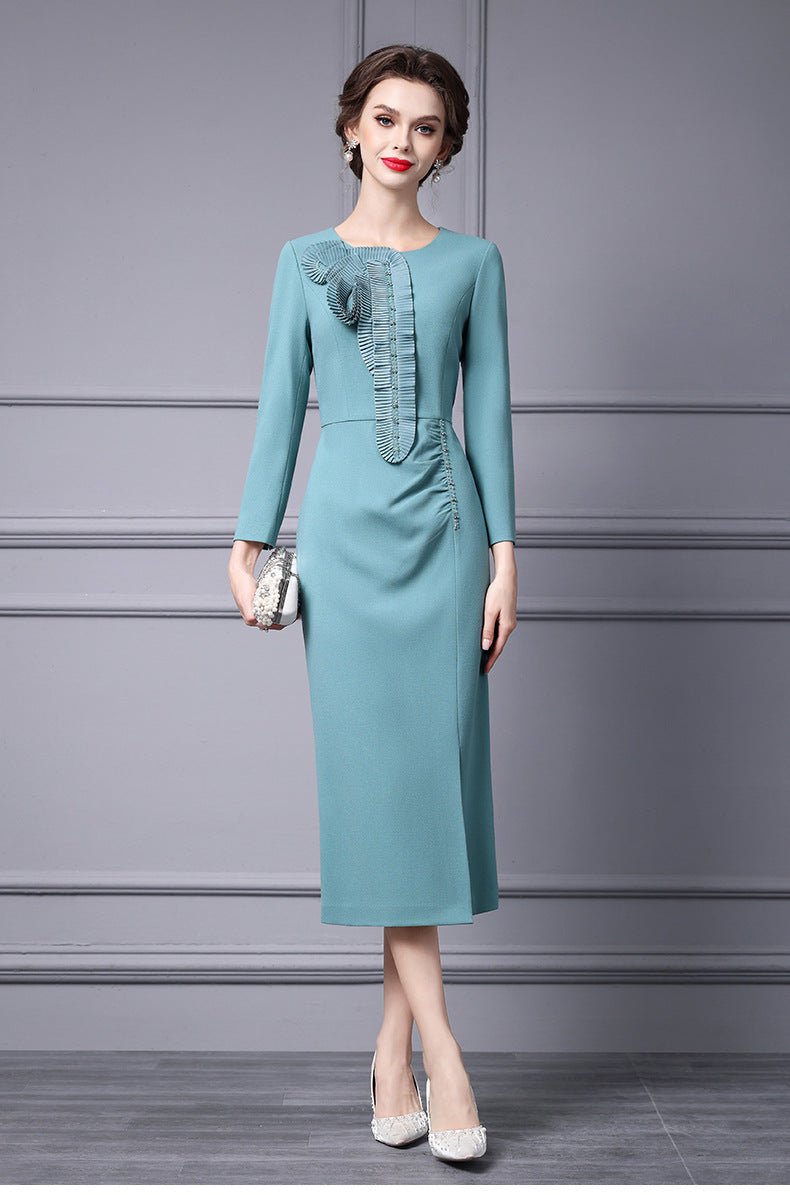 Zhili 2026 Women's New Spring Dress, High-End Handmade Floral Long Dress Paired with a Coat, Slim-Fit Long-Sleeve Dress - Cozy & Co. Market
