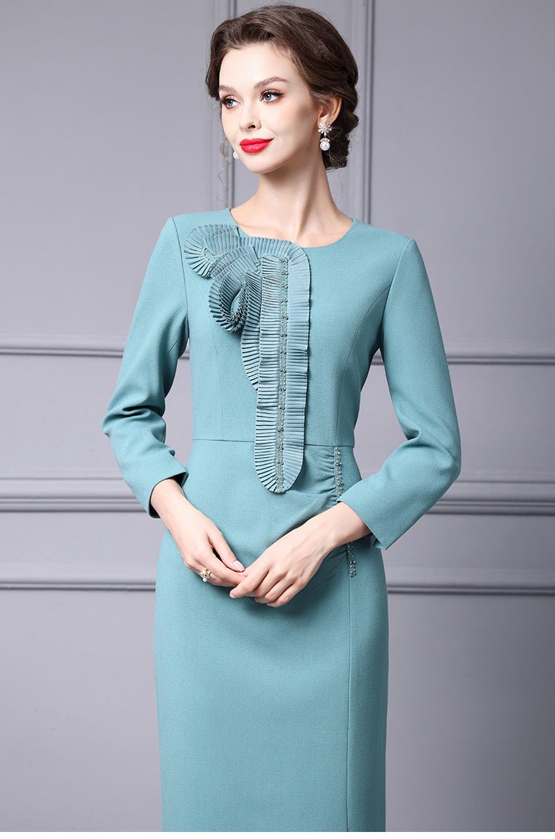 Zhili 2026 Women's New Spring Dress, High-End Handmade Floral Long Dress Paired with a Coat, Slim-Fit Long-Sleeve Dress - Cozy & Co. Market