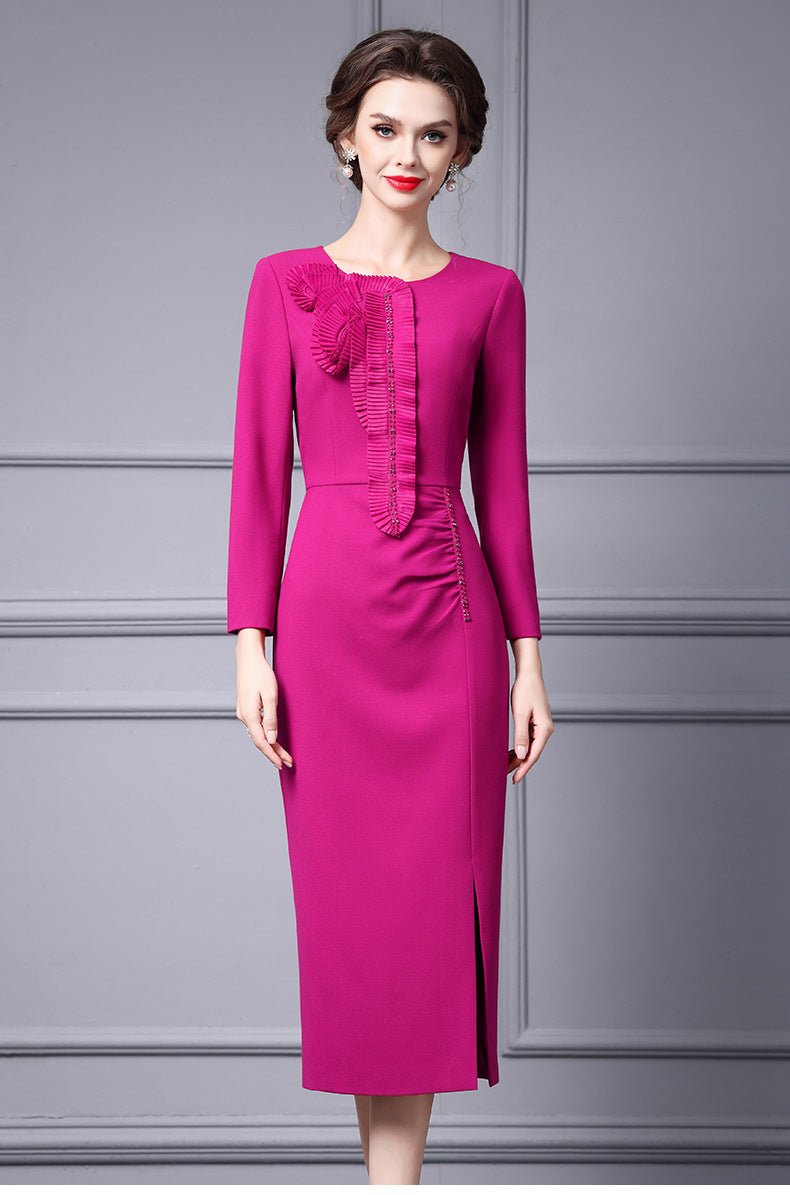 Zhili 2026 Women's New Spring Dress, High-End Handmade Floral Long Dress Paired with a Coat, Slim-Fit Long-Sleeve Dress - Cozy & Co. Market