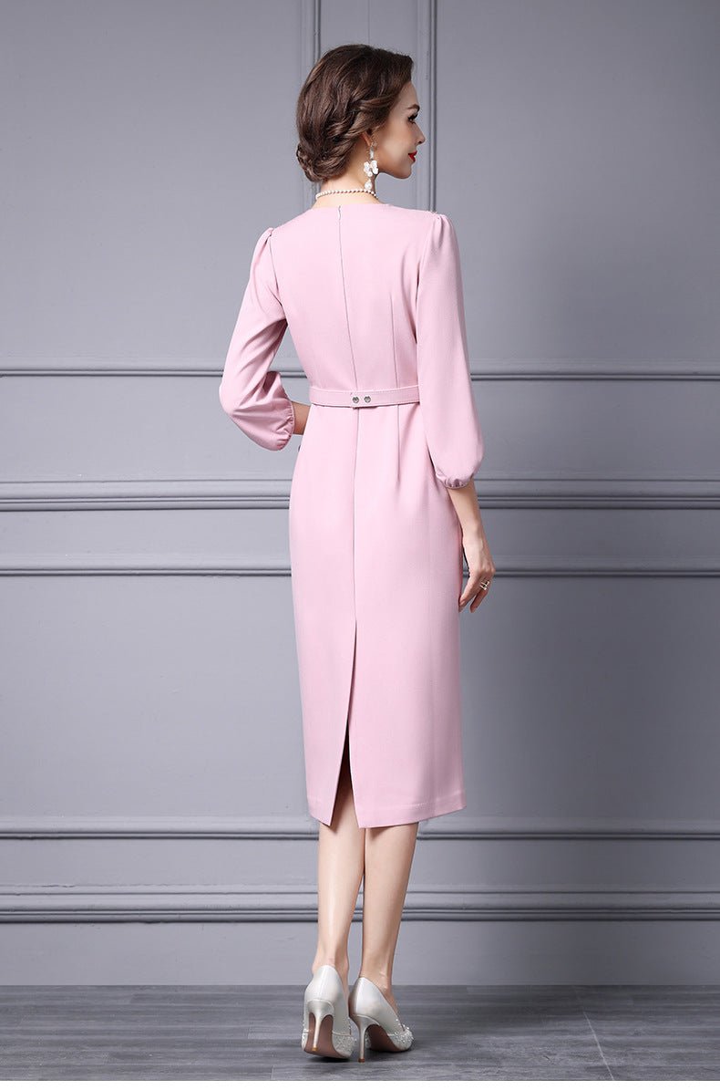Zhili 2026 Women's New Spring Dress, Super Stylish with Hand-Applied Rhinestones, High-End Feel, Slim-Fit Mid-Length Dress - Cozy & Co. Market