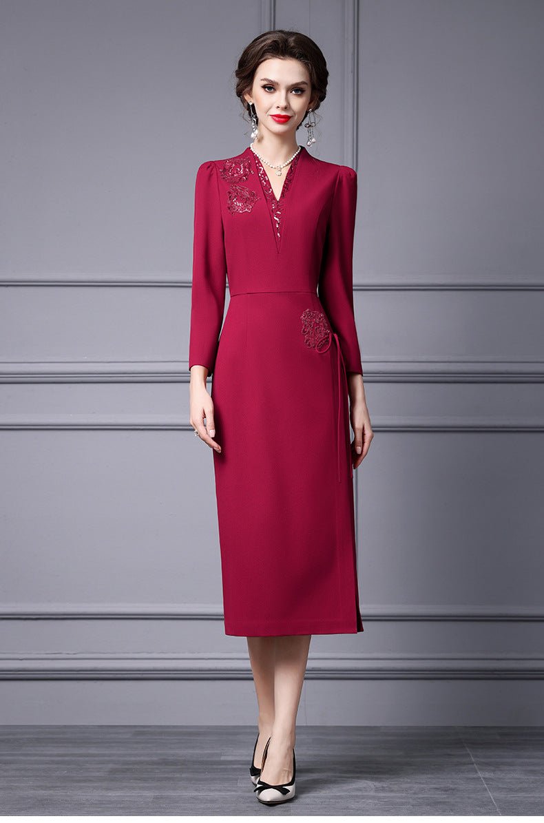 Zhili 2026 Women's New Spring Dress with a High-End Feel, Paired with a Coat, Elegant and Grand Embroidered Sequin Long Dress - Cozy & Co. Market