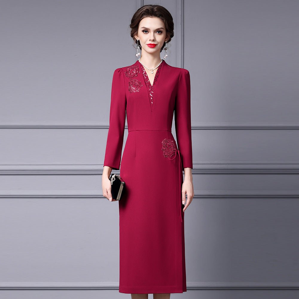 Zhili 2026 Women's New Spring Dress with a High-End Feel, Paired with a Coat, Elegant and Grand Embroidered Sequin Long Dress - Cozy & Co. Market