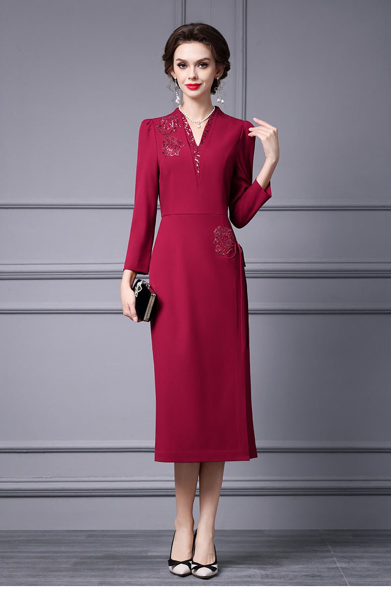 Zhili 2026 Women's New Spring Dress with a High-End Feel, Paired with a Coat, Elegant and Grand Embroidered Sequin Long Dress - Cozy & Co. Market