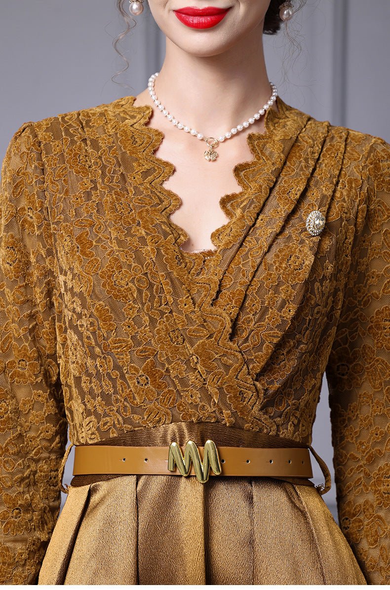 Zhili Spring 2026 New Style High-End Dress with Lace Waist Belt A-Line Long Skirt That Can Be Worn with a Coat - Cozy & Co. Market