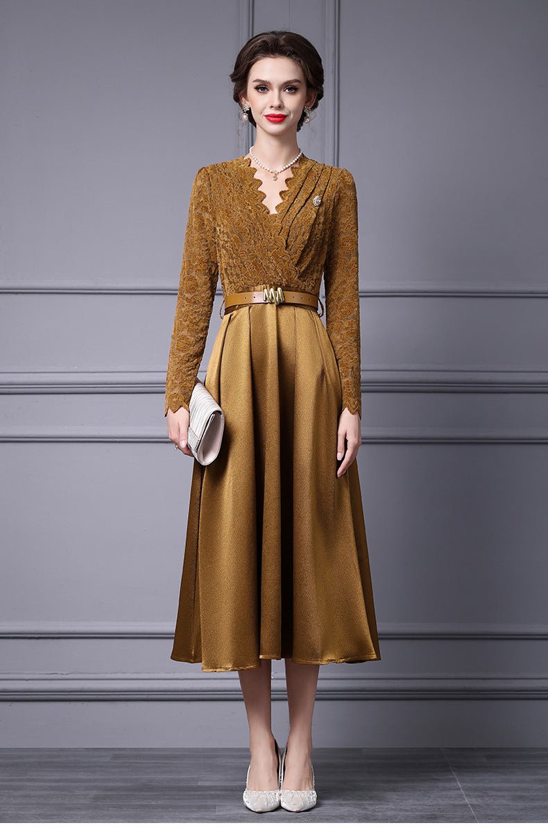 Zhili Spring 2026 New Style High-End Dress with Lace Waist Belt A-Line Long Skirt That Can Be Worn with a Coat - Cozy & Co. Market