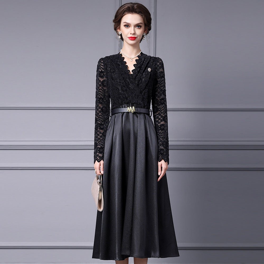 Zhili Spring 2026 New Style High-End Dress with Lace Waist Belt A-Line Long Skirt That Can Be Worn with a Coat - Cozy & Co. Market