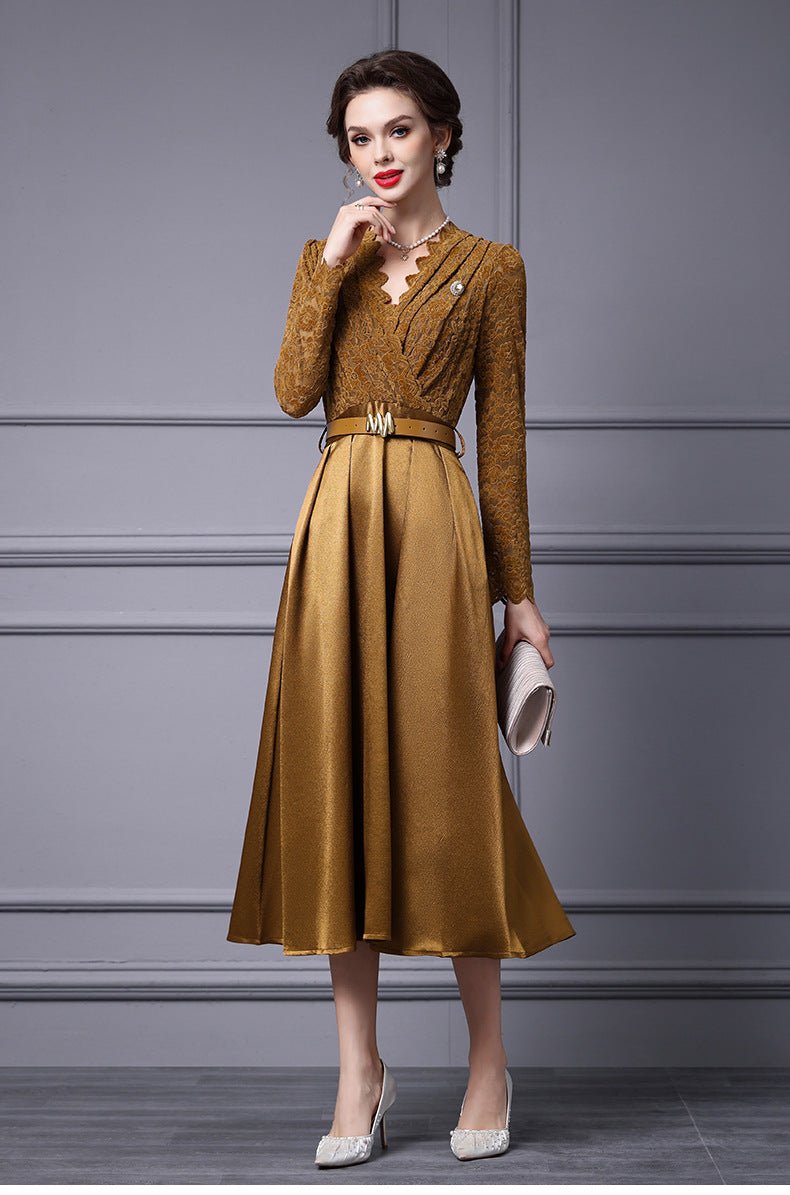 Zhili Spring 2026 New Style High-End Dress with Lace Waist Belt A-Line Long Skirt That Can Be Worn with a Coat - Cozy & Co. Market