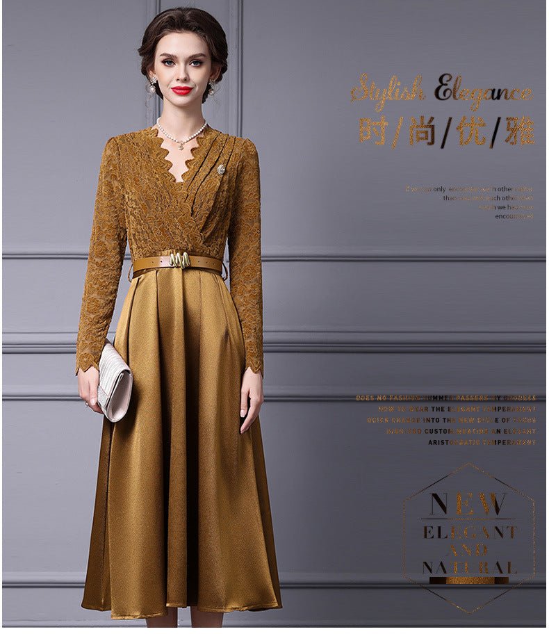 Zhili Spring 2026 New Style High-End Dress with Lace Waist Belt A-Line Long Skirt That Can Be Worn with a Coat - Cozy & Co. Market