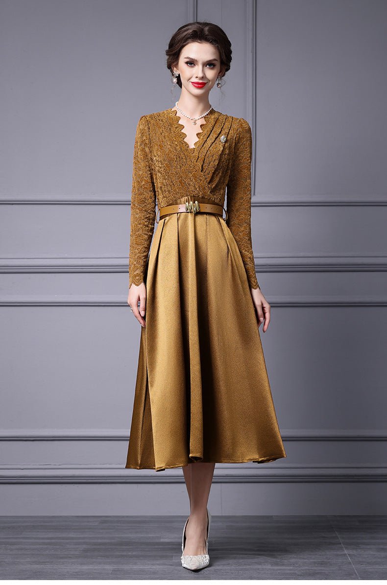 Zhili Spring 2026 New Style High-End Dress with Lace Waist Belt A-Line Long Skirt That Can Be Worn with a Coat - Cozy & Co. Market