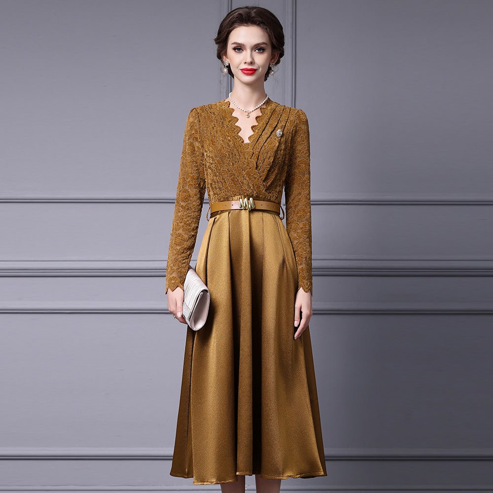 Zhili Spring 2026 New Style High-End Dress with Lace Waist Belt A-Line Long Skirt That Can Be Worn with a Coat - Cozy & Co. Market