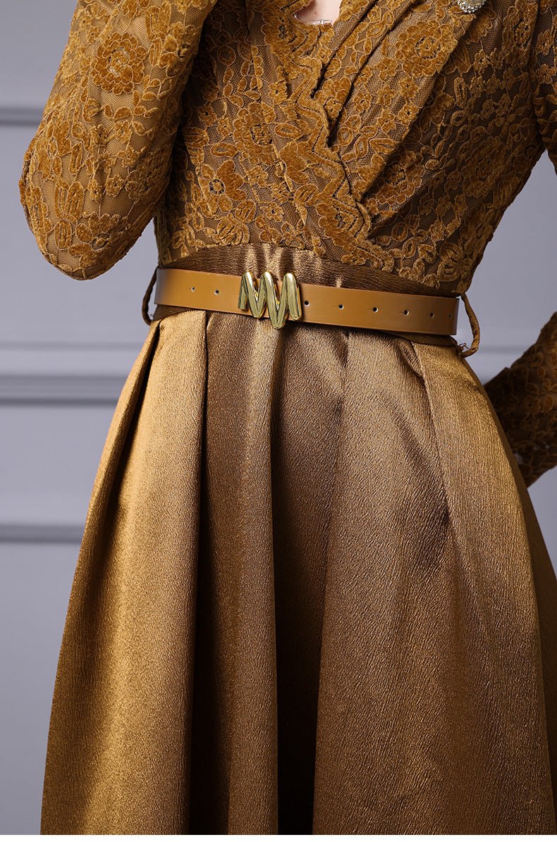 Zhili Spring 2026 New Style High-End Dress with Lace Waist Belt A-Line Long Skirt That Can Be Worn with a Coat - Cozy & Co. Market