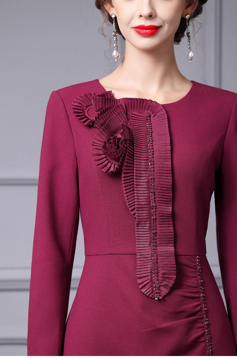 Zhili Spring Long Dress with a High-End Feel, Stylish for Important Occasions, Age-Reducing, High-End, Slim-Fit, Long-Sleeve Dress, New Model - Cozy & Co. Market