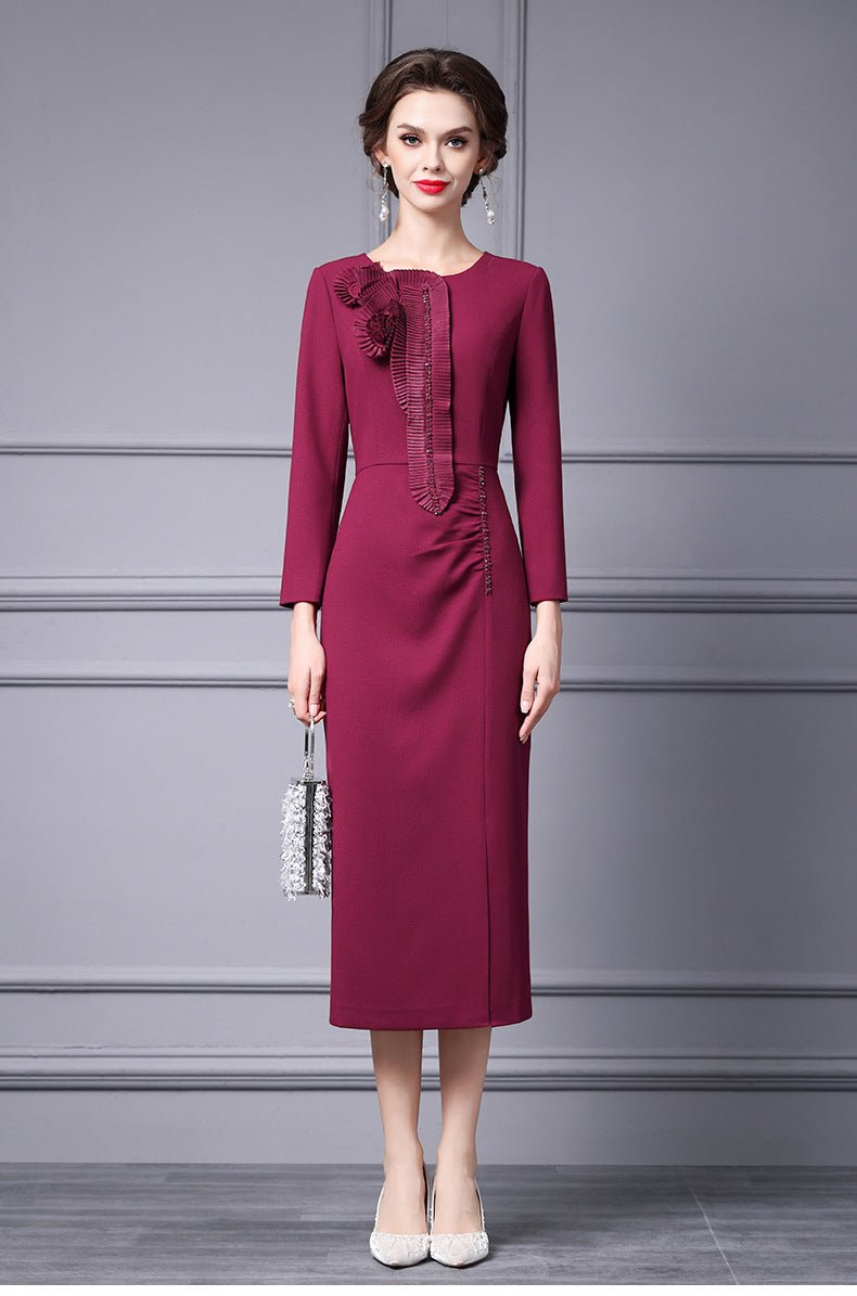Zhili Spring Long Dress with a High-End Feel, Stylish for Important Occasions, Age-Reducing, High-End, Slim-Fit, Long-Sleeve Dress, New Model - Cozy & Co. Market