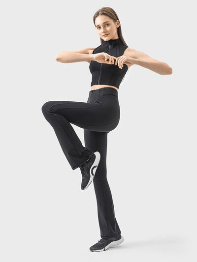 Zipper Detail High Waist Active Pants - Cozy & Co. Market