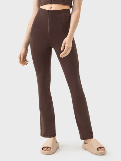 Zipper Detail High Waist Active Pants - Cozy & Co. Market