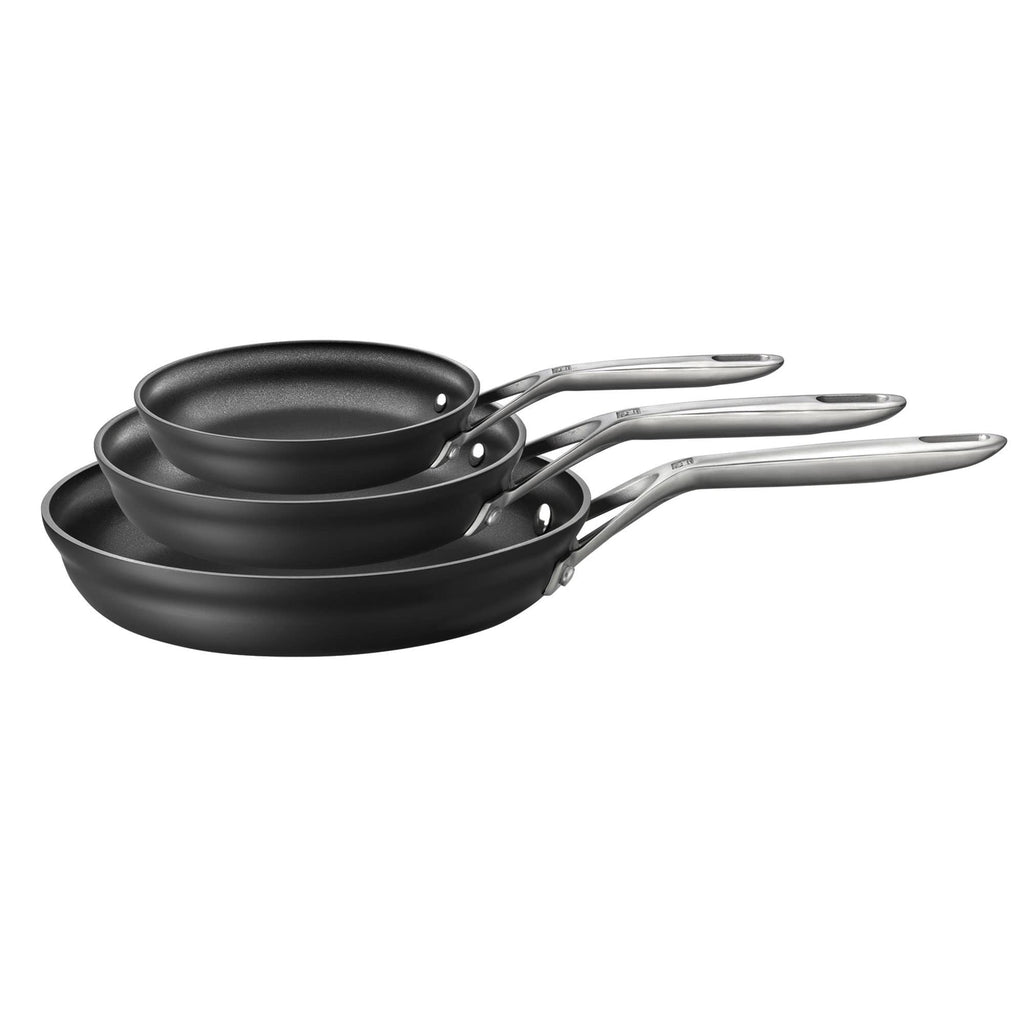 ZWILLING J.A. Henckels Motion Hard Anodized 3-pc Aluminum Nonstick Fry Pan Set 8" fry pan 10" fry pan & 12" fry pan Easy Cleanup Black - Cozy & Co. Market